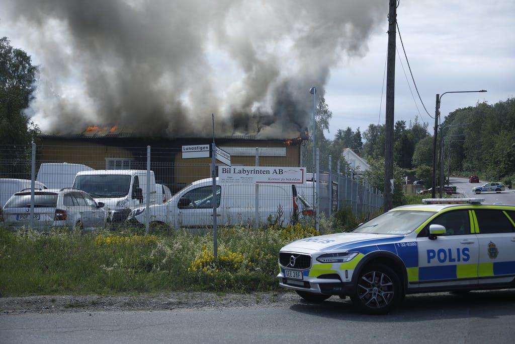 Danger Remains After Industrial Fire in Huddinge