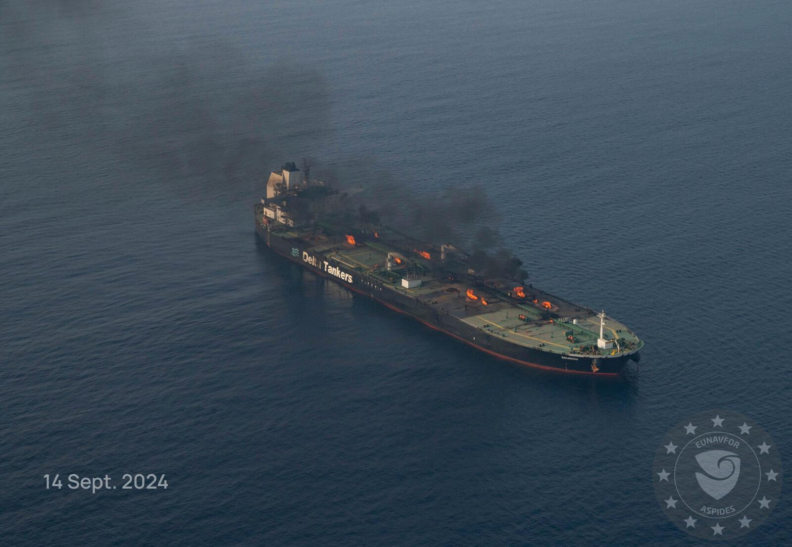 Attacked Oil Tanker Sounion in Safe Harbor